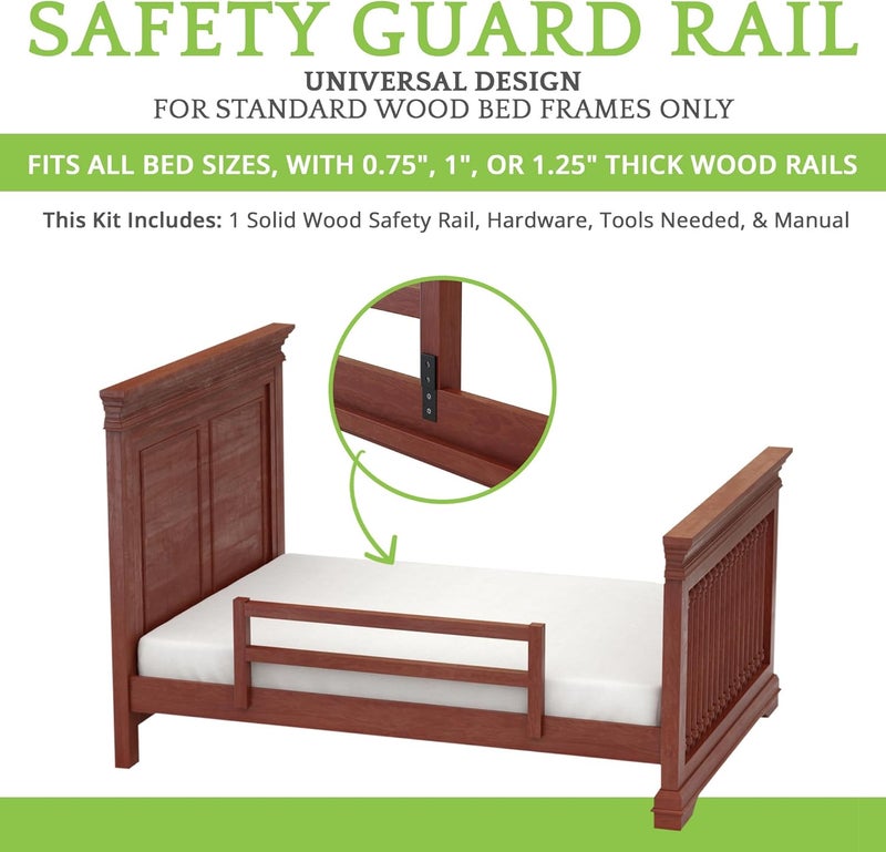 CC KITS Safety Guard Rail for Baby, Kids, and Children - Solid Wood Safety Bed Rail for Toddlers - Easy Installation - Premium Protection for Bunk, Twin, Full, Queen and King Size Beds - (Cherry) - Image 2
